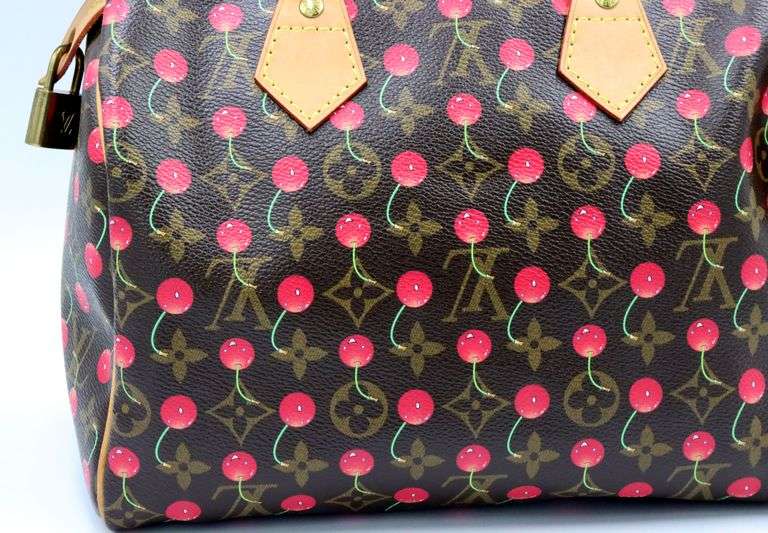 Louis Vuitton Monogram Speedy 25 Cerises LE Handbag W/Red Dust Bag