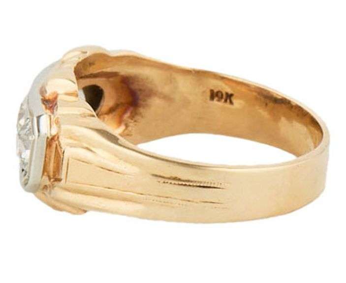 0.54ctw European Diamond Three Stone Two Tone Art Deco Ring in 10K