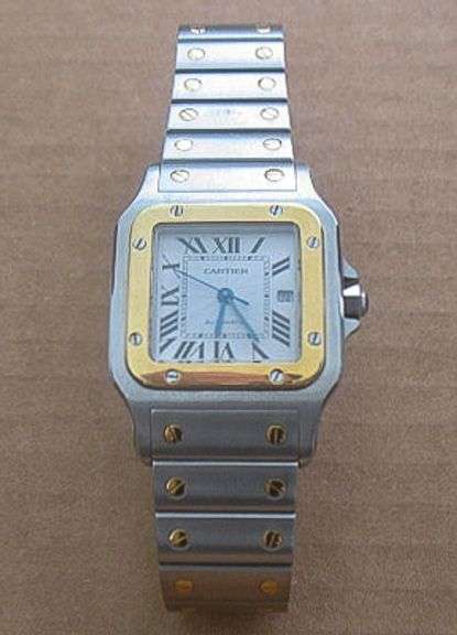 CARTIER MEN'S AUTOMATIC 18K AND STAINLESS STEEL SANTOS WATCH 29MM