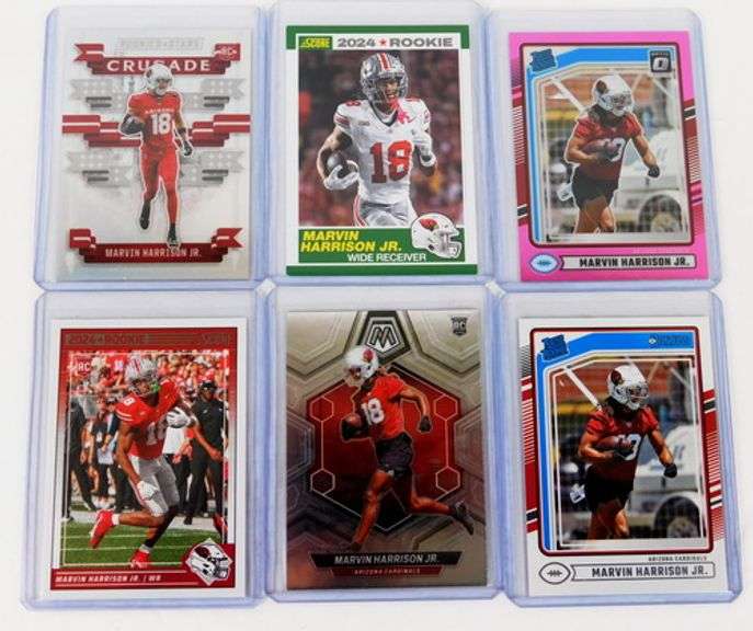 Marvin Harrison, Jr. Lot of 6 Rookie Football Cards