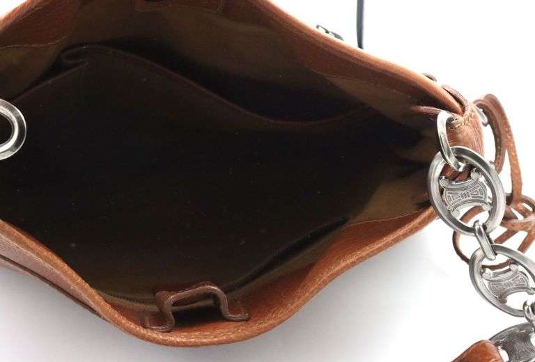 Celine leather zipper chain hobo bag