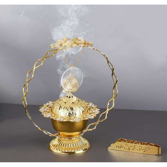 Metal Incense Burner with Handles and Ash Tray