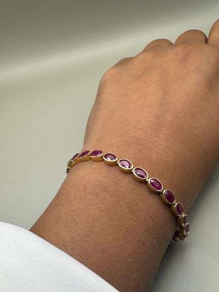 14K Yellow Gold Ruby Tennis Bracelet