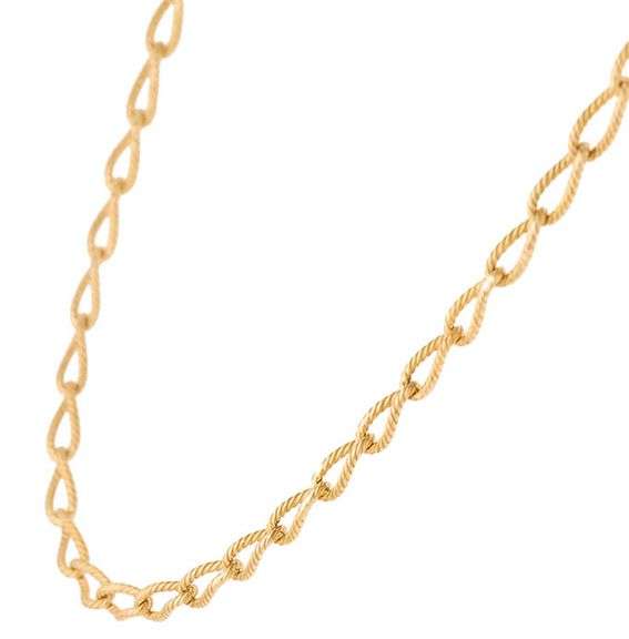 4.0MM Textured Fancy Oval Link Chain Necklace in 18K