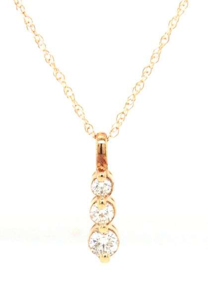 14kt Yellow gold 0.15ctw diamond graduated 3 stone pendant on chain