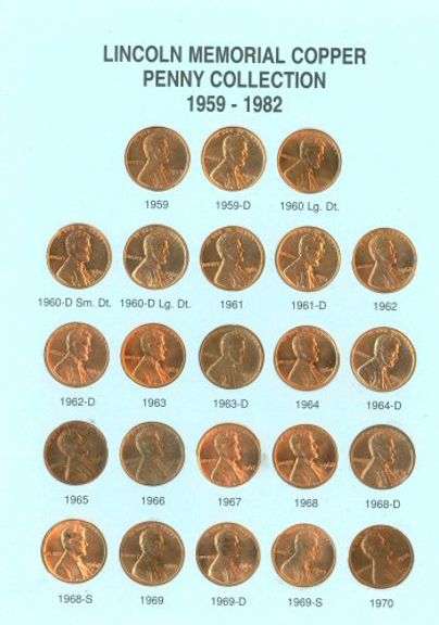Album of 68 Different BU Lincoln Cents: 1959-1997