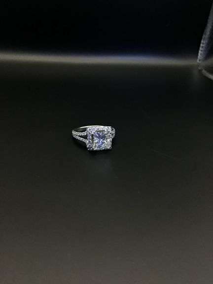 18K White Gold Princess Cut 3.21 Carat Diamond Ring