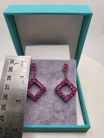 Very high quality hand made ruby on silver earrings