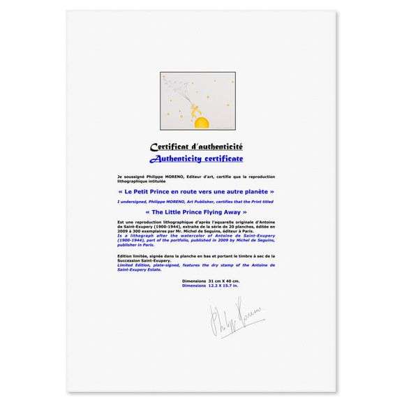 The Little Prince Flying Away by Antoine de Saint-Exupery (1900-1944)