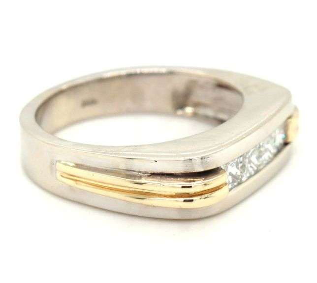 14kt White gold 0.65ctw princess cut two tone band