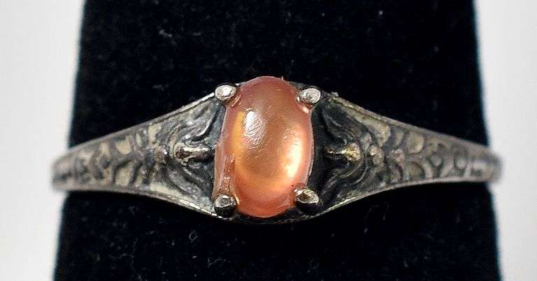 Orange Shell Gemstone Ring in Sterling Silver