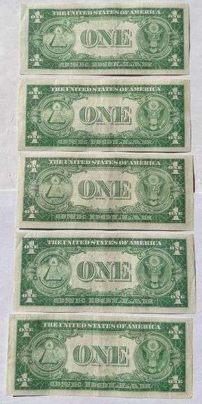 Seven AU $1 1935 Silver Certificates