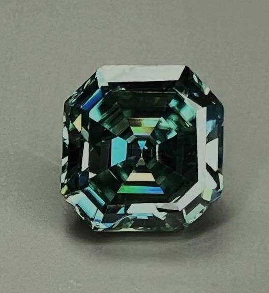 Huge 8 Ct Paraiba Green Asscher Cut Fire Moissanite