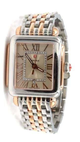 Michele Deco Madison Mid 31mm  2-Tone Diamond Dial Quartz Watch