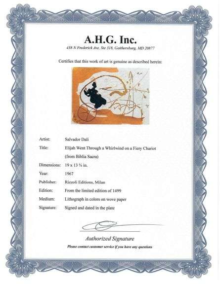 Highly Collectible and Rare Salvador Dali Original Lithograph from the 'Biblia Sacra' Suite