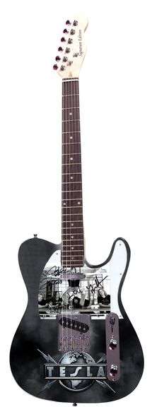 Tesla Band Autographed Custom Graphics Guitar ACOA
