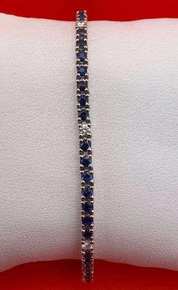 14K White Gold Sapphires and Diamond Tennis Bracelet