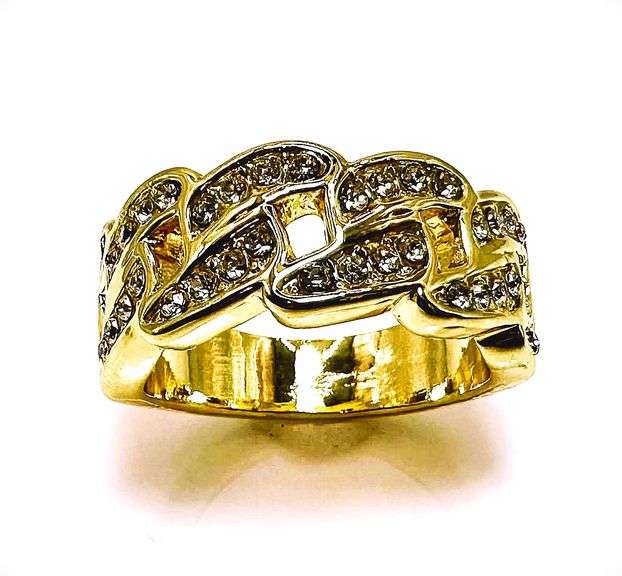 Men's 14 Kt Gold Plate 5 Cttw Lab Simulated Diamond Ring.