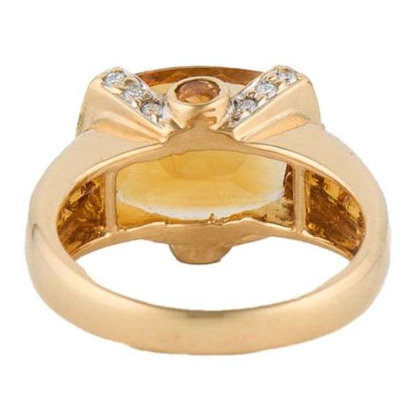 Citrine and 0.45ctw Pave Diamond V Shaped Statement Ring in 18K