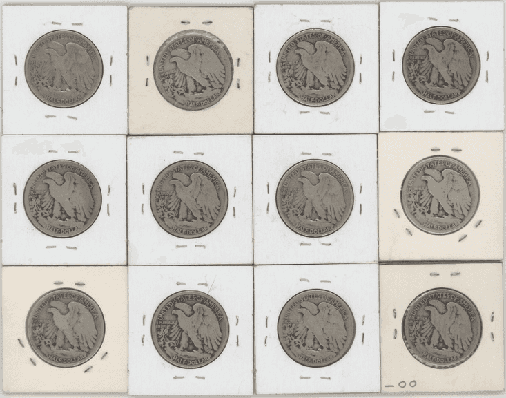 Great lot of 12 better date Walking Liberty Half Dollars 1918 to 1920-S