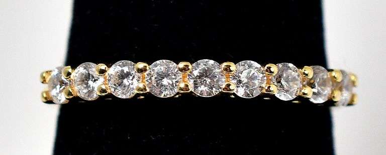 CZ Gemstone Ring in Vermeil Sterling Silver