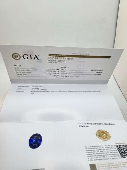 GIA Certified 5.26 CT Sapphire