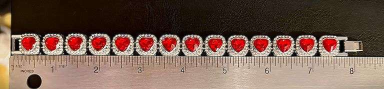 Dazzling 14 Kt 37 Grams White Gold Plated Simulated Ruby Diamond Tennis Bracelet