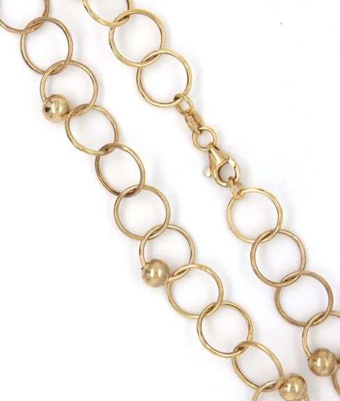 14kt Yellow gold circle link chain necklace
