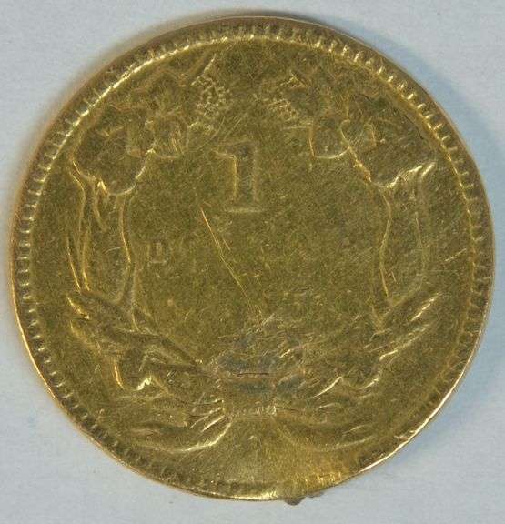 Scarce 1855 Type Two $1 Gold Piece with solder