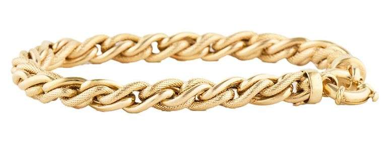 Milor Textured and Polished Twisted Link Bracelet in 14K