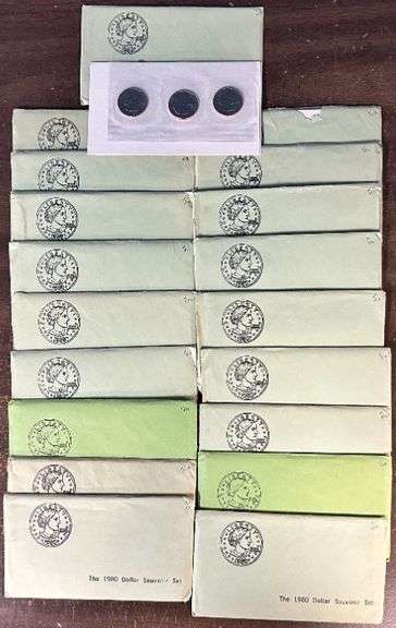 19 Gem BU 1980 Susan B. Anthony 3-piece Souvenir Sets in original envelopes