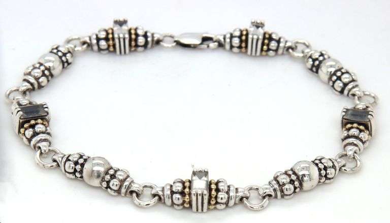 Lagos Caviar 2-tone white topaz bracelet