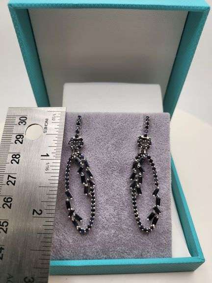 Very high quality hand made black onyx on silver earrings