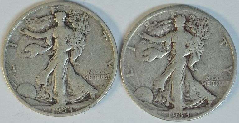 2 Scarce sharp 1933-S Walking Liberty Half Dollars