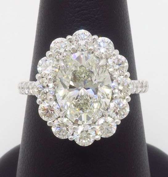 Designer Rahaminov GIA 3.84CTW Earth Mined Oval Diamond Ring
