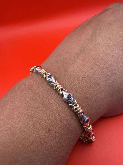 14K Two-tone Gold Black Diamond Tennis Bracelet