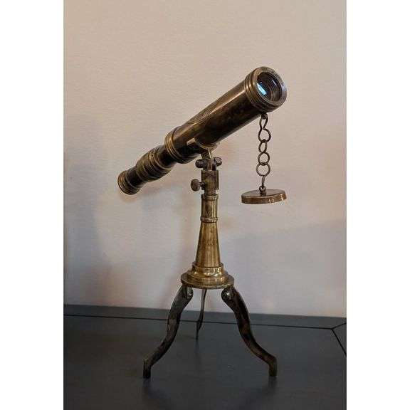 Brass Twin-Barrel Spyglass Telescope with Stand