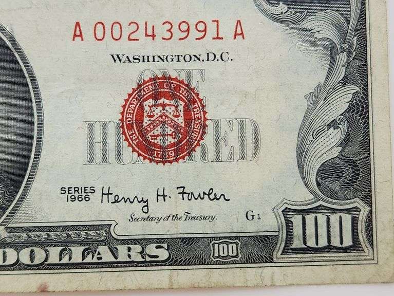 1966 $100 Red Seal United States Note