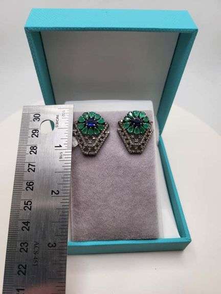 Extremely fine Victorian Emerald and diamonds and sapphire earrings
