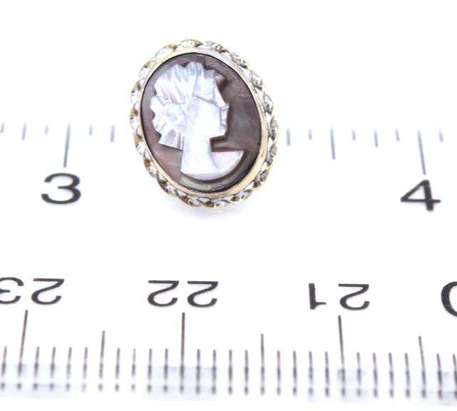 14kt White gold black MOP Cameo earrings