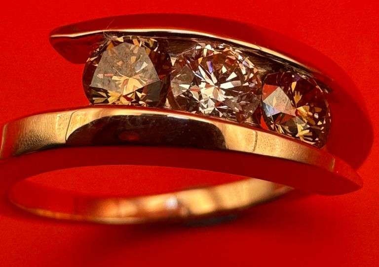 14K Rose Gold Champagne Diamond Ring of 1.05ct