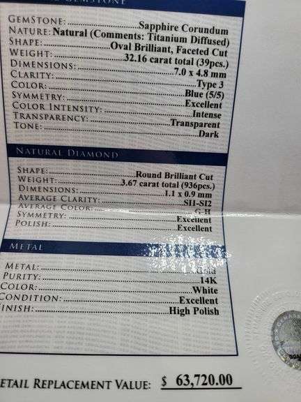 Extremely fine 34.6G of 14k gold and 32.16 ctw GGA certfied Sapphire and diamond necklace