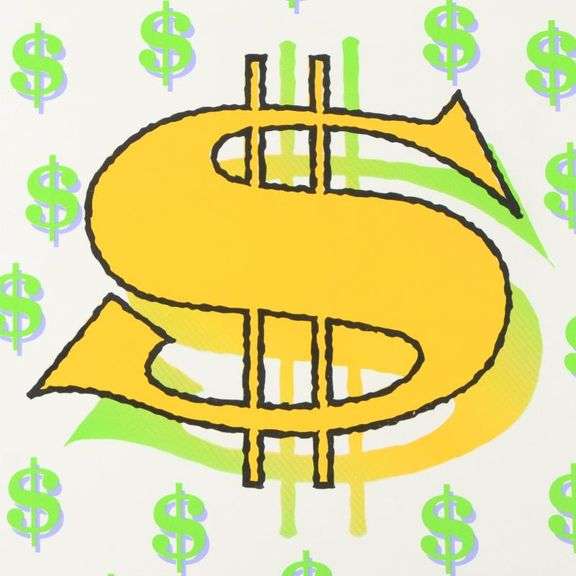 Dollar Sign (White) by Steve Kaufman (1960-2010)
