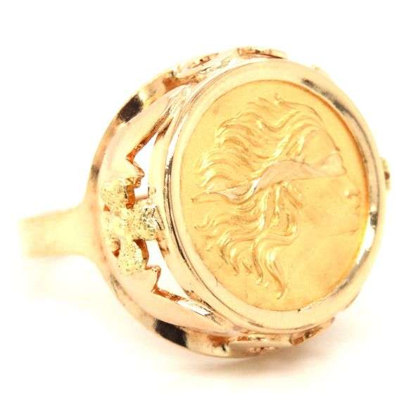18kt Yellow gold Corletto lady Justice ring