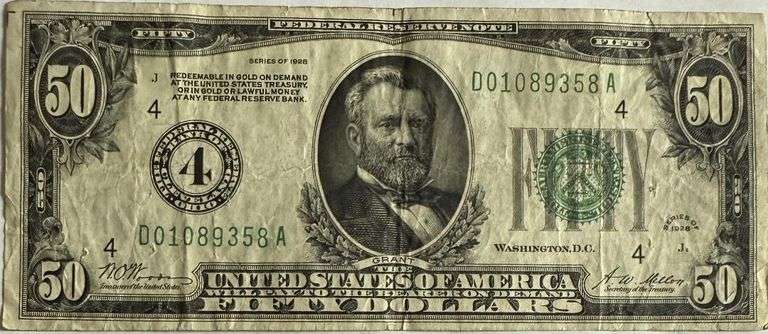 $50 1928 Numerical Series Cleveland Gold Payable FRN.