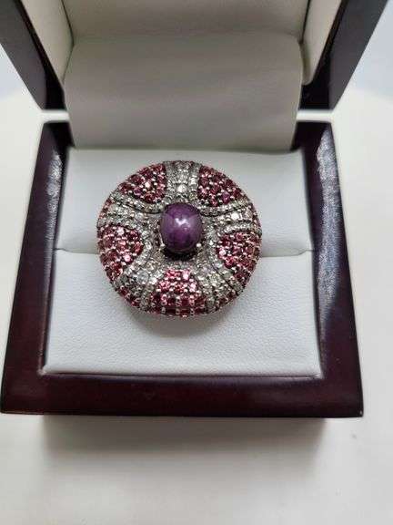 Very fine star ruby and sapphire set in silver ring