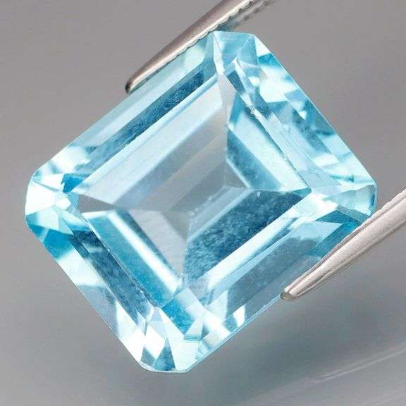Huge! 14x12mm! 12.77ct emerald cut Swiss blue Topaz