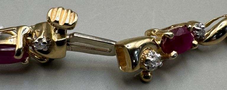 14K Yellow Gold Multi Colored Baguette Sapphires and Diamond Tennis Bracelet