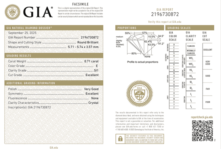 Loose Diamond, 0.71ct, GIA Certified, Round Brilliant Cut