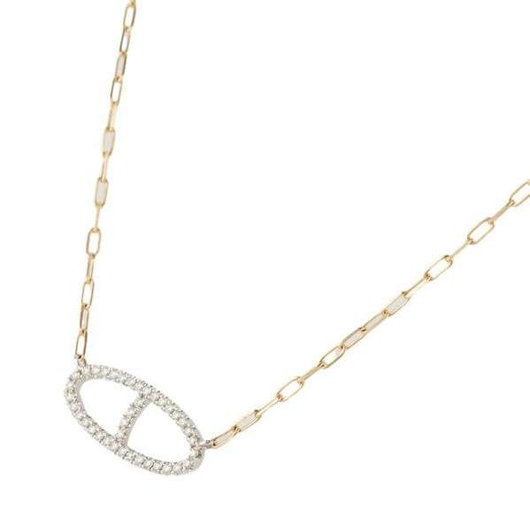 New 0.40ctw Diamond Open Gucci Style Sideway Pendant Necklace in 14K